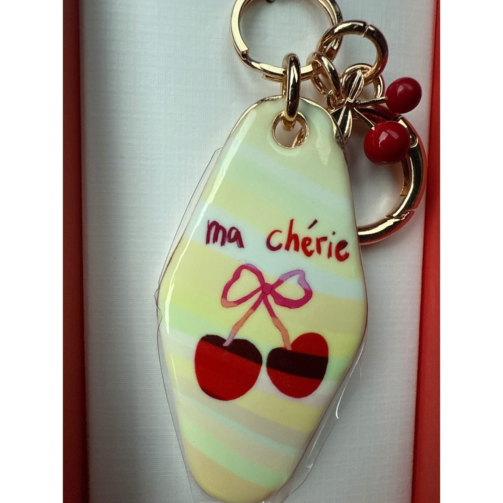Piper.K Ma Cherie Cherry Keychain Bag Charm Gold Tone Accent New in‎ Box - Picture 2 of 4